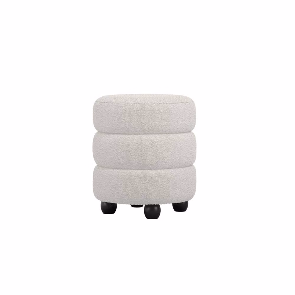 Wyld Haus Antipodes Ivory Chenille Round 3 Tier Pouffe – 2