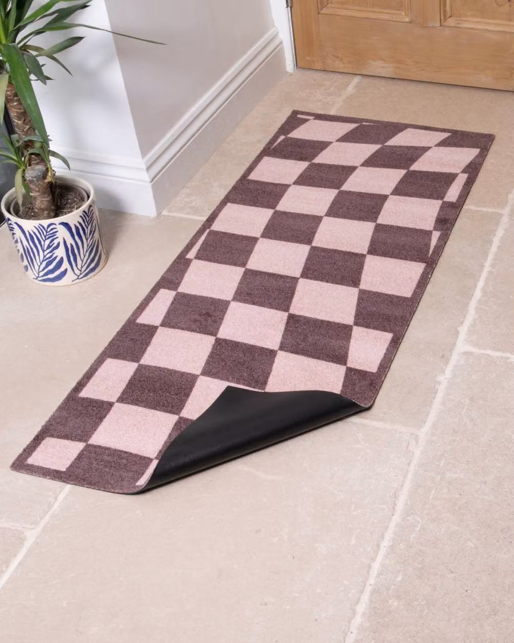 Artsy Mats Wavey Checkerboard Washable Indoor Doormat, Brown, W: 50 cm, D: 80 cm – 2