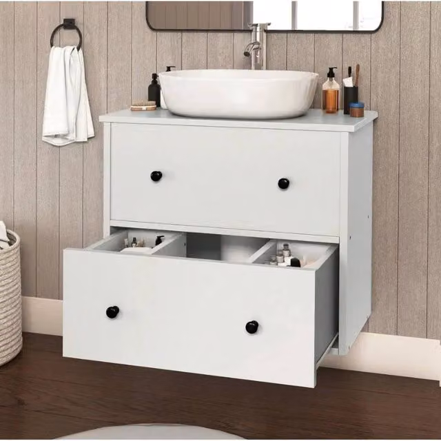 VOGREX White Matt Bathroom Under Sink Vanity Cabinet W/D/H: 60 x 30 x 50 cm