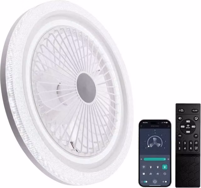 Kelvenix 6 Speed Large LED Ceiling Fan with Dimmable Lighting and Remote Control in White – 1