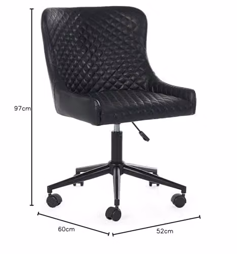 Julian Bowen Luxe Modern Upholstered Task Chair in Black Synthetic Leather, W: 52 cm, D: 60 cm – 2