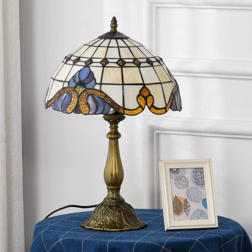 EONLION Handmade Art Nouveau Glass Bedside Lamp in Gold/Brass – 4