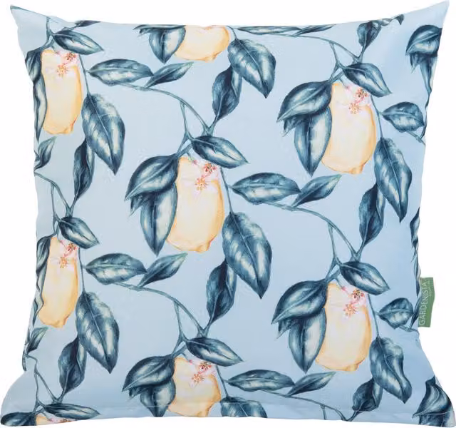 Gardenista Floral Printed Outdoor Scatter Cushion in Blue and Yellow