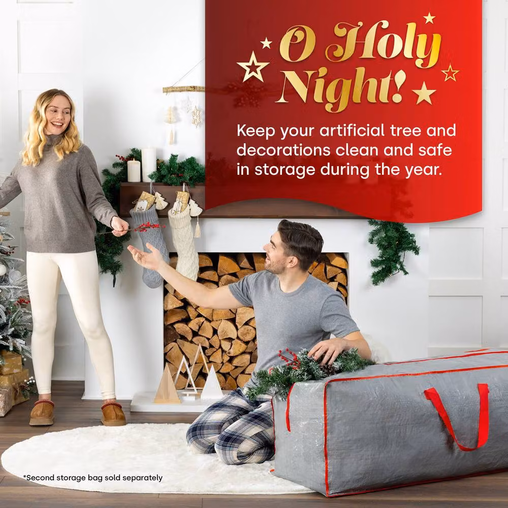 Christmas Village 7ft Christmas Tree Storage Bag in Grey and Green, W/D/H: 43.0 x 25.0 x 25.0 cm – 3