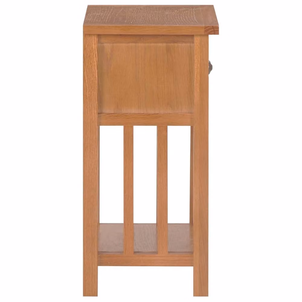 Berkfield Home Magazine Table with Drawer in Brown Solid Oak Wood, W/D/H: 35 x 27 x 55 cm – 2