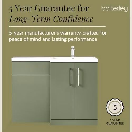 Balterley Modern L-Shaped Vanity Unit and WC Unit with Basin and Worktop, Green, W/D/H: 120.0 x 60.0 x 85.8 cm – 4