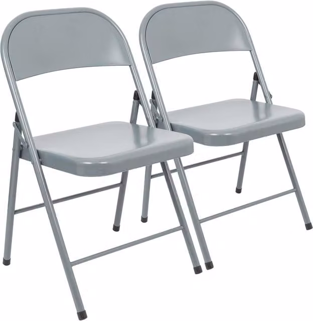 Harbour Housewares Pack of 2 Grey Metal Folding Chairs
