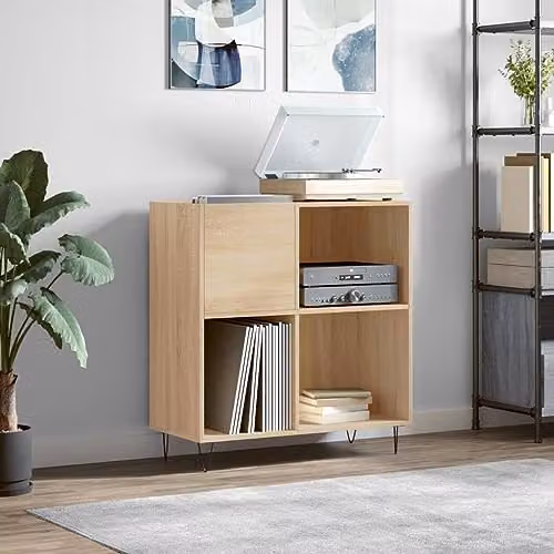 vidaXL Classic Record Cabinet in Brown Oak MDF – 2