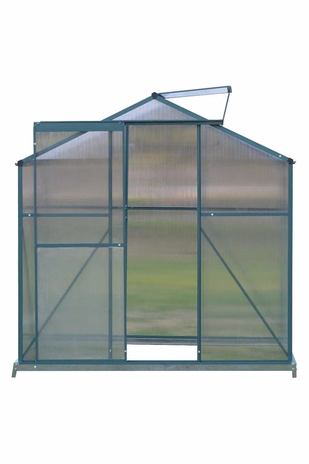 Garden Sanctuary Aluminium Hobby Greenhouse with Base and Window Opening, Transparent – 2
