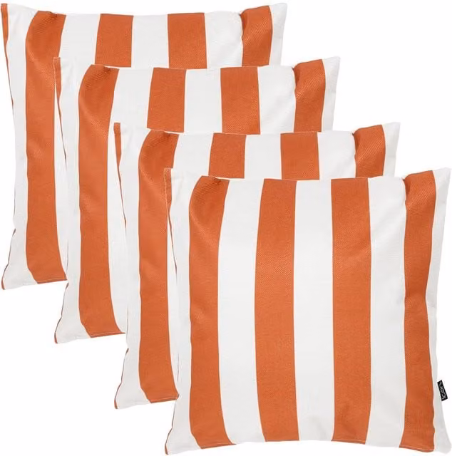 ICON 4 Pack Kyoto Striped Square Outdoor Fabric Cushions, Terracotta, W/D/H: 43 x 43 x 43 cm