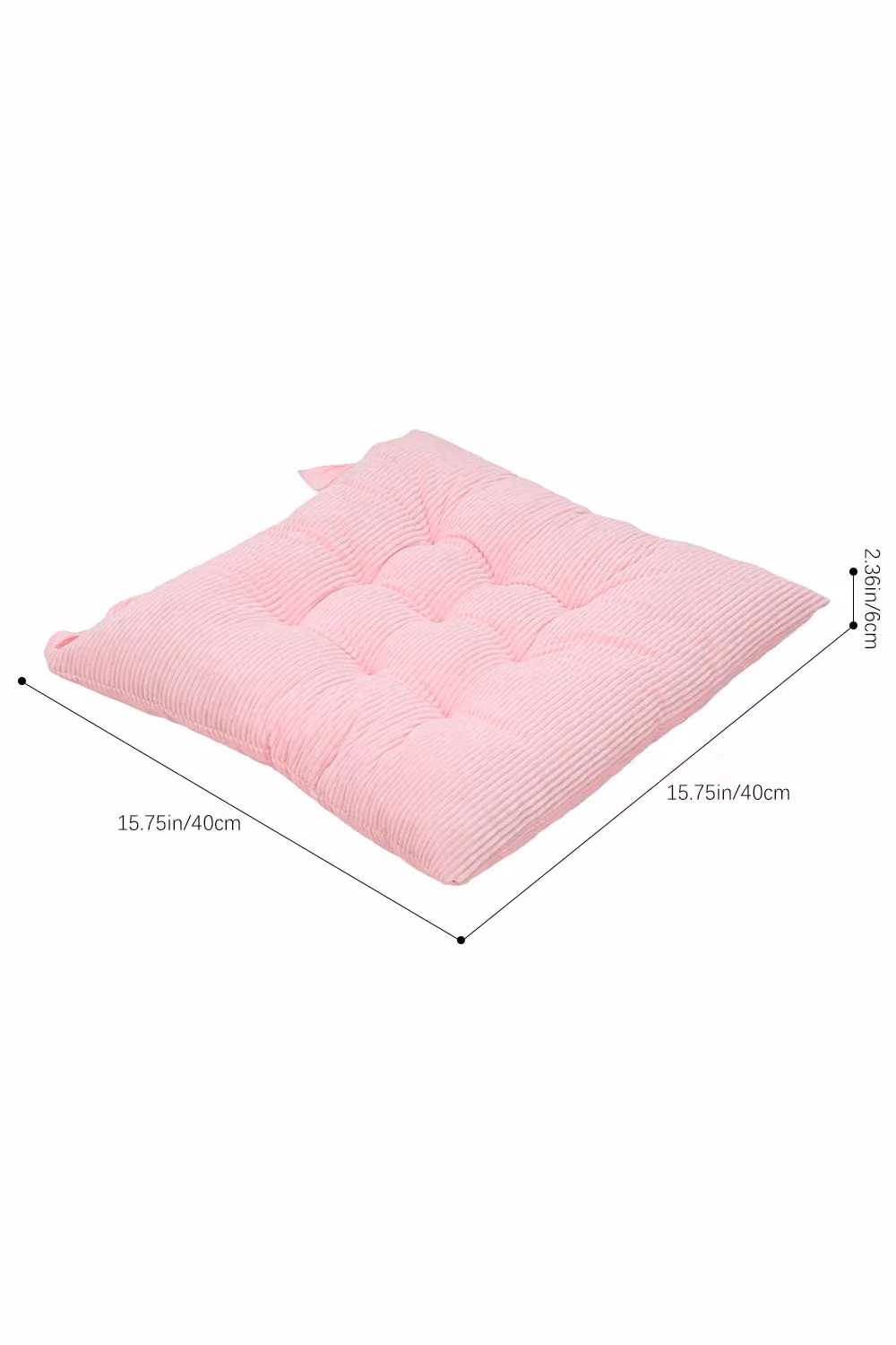 Living and Home Set of 4 Pink Corduroy Square Chair Cushions with Non-Slip Quilted Design – 5