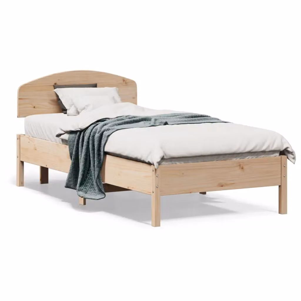 Berkfield Home Small Single Solid Wood Pine Bed Frame in Brown, W/D/H: 75 x 190 cm – 2