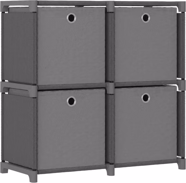 Berkfield Home 4-Cube Display Shelf with Boxes in Grey, W/D/H: 69 x 30 x 72.5 cm – 1