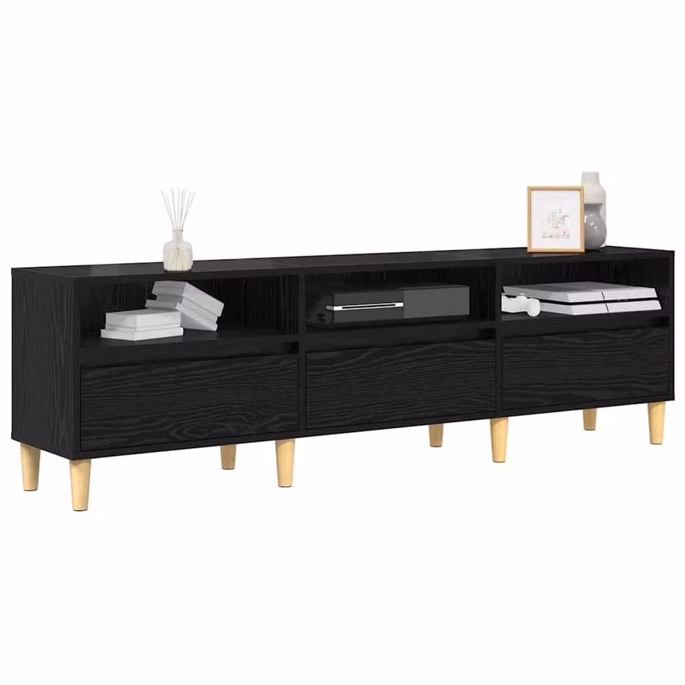 Berkfield Home Black Oak TV Cabinet, W: 150 cm, D: 45 cm, H: 45 cm – 3