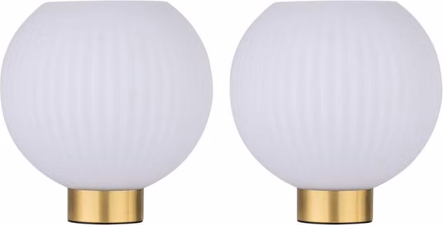 First Choice Lighting Betchley Set of 2 Battery Operated Table Lamps in Gold and White
