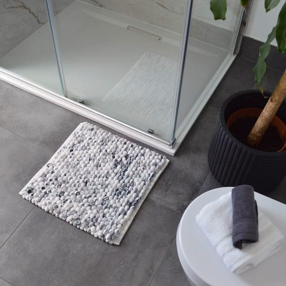 Allure Bath Fashions Marl Chunky Bobble Square Bath Mat, Non-Slip and Quick-Drying, Dark Grey, W/D/H: 50 x 50 x 1 cm – 2