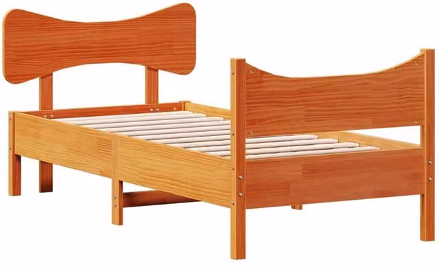 Berkfield Home Beautiful Small Single Solid Wood Bed Frame, Wax Brown, W: 75 cm, H: 190 cm – 1