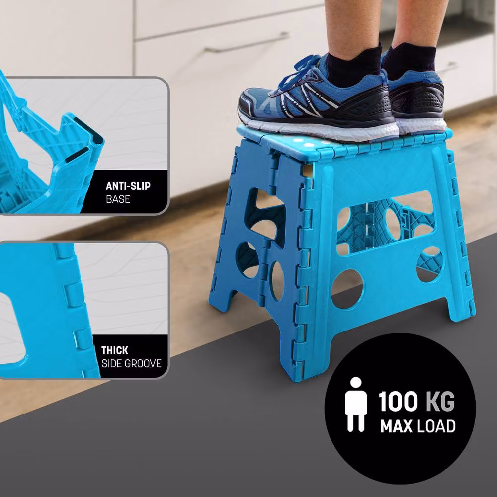 Keplin Heavy Duty Folding Step Stool, Blue, W/D/H: 37 x 22 x 22 cm – 6