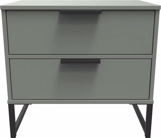 Ready Assembled 2 U Tamworth 2 Drawer Bedside Cabinet in Pale Green