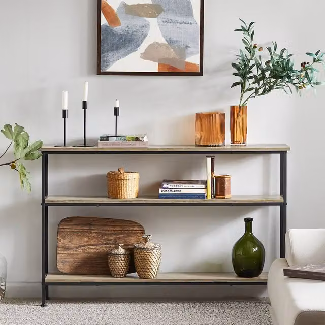 SoBuy Industrial Narrow Console Table in Black and Brown