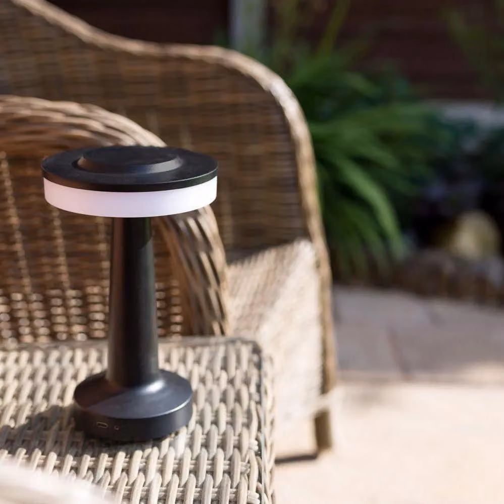 ValueLights Black LED Outdoor Table Lamp with Rechargeable Battery – 4