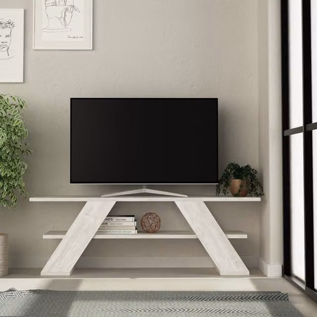 Decortie Farfalla Modern White Wood TV Stand