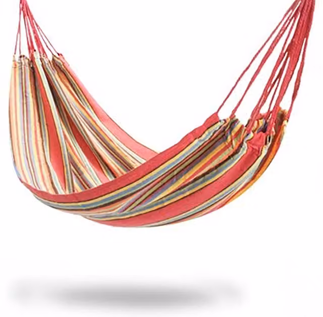 Primrose Single Outdoor Garden Hammock in Red Multicolour Striped Fabric