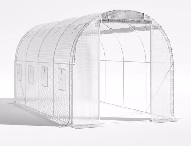 Kelvenix Walk in Polytunnel Greenhouse with Steel Frame in Clear, W/D/H: 4 x 3 x 2 m