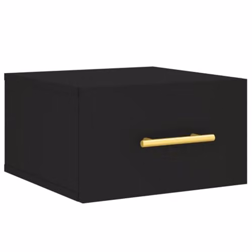 vidaXL Wall-mounted Bedside Cabinet in Black MDF