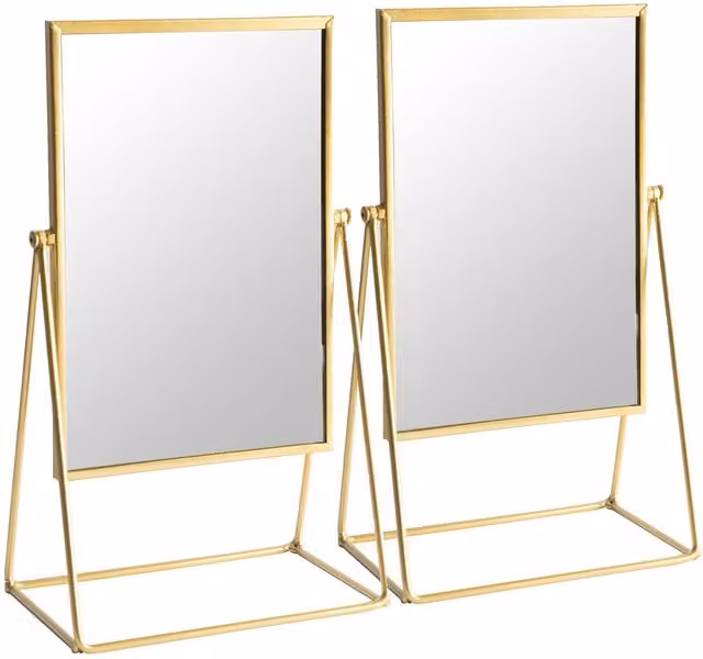 Harbour Housewares Gold Rectangular Tabletop Makeup Mirror W: 39 cm, H: 22 cm, D: 22 cm