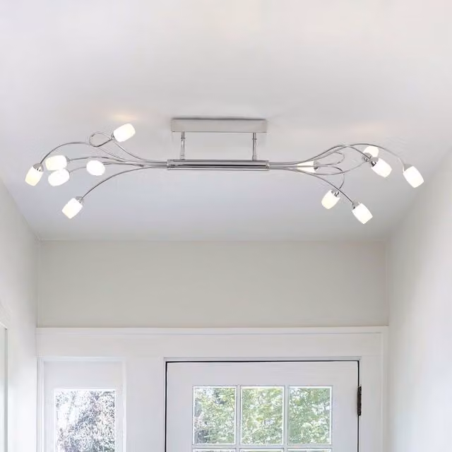 Garwarm 12-Light LED Integrated Flush Mount Ceiling Light in Chrome Silver, W: 110 cm – 1