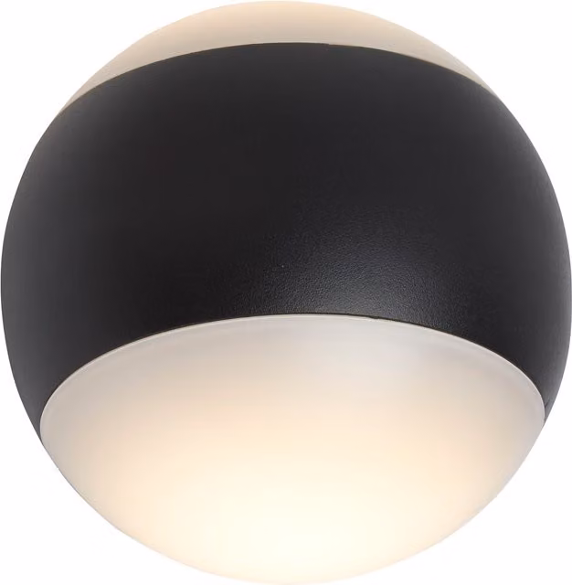 Lighting Collection Kyst Sphere Outdoor LED Wall Light in Black