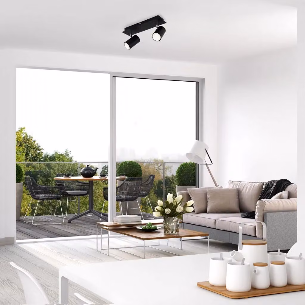 Briloner Modern Black Adjustable Metal Ceiling Light with 2x GU10 Sockets (Max 40W) – 4