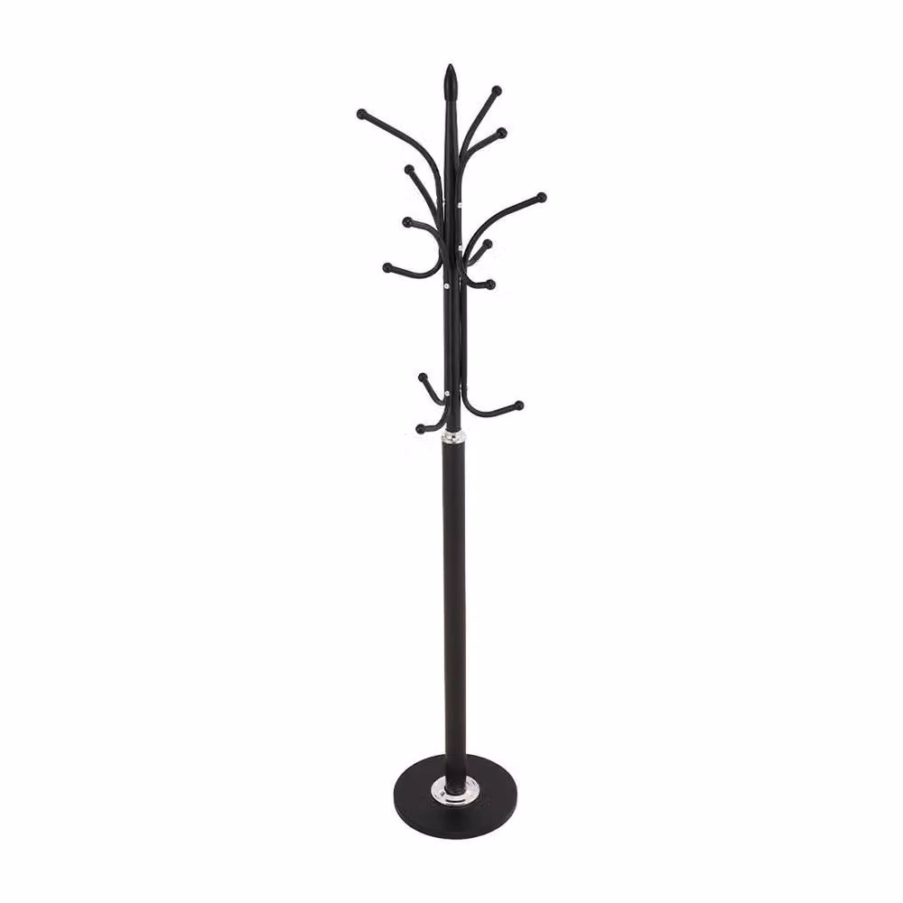 FORGEVIO Minimalist Metal and Stone Clothes Rack Tree with 12 Matt Black Hooks – 2