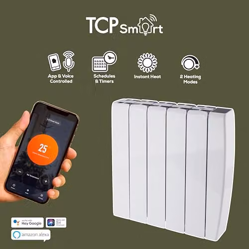 TCP Smart 1500W White Ceramic Panel Electric Radiator with WiFi and App Control – 5