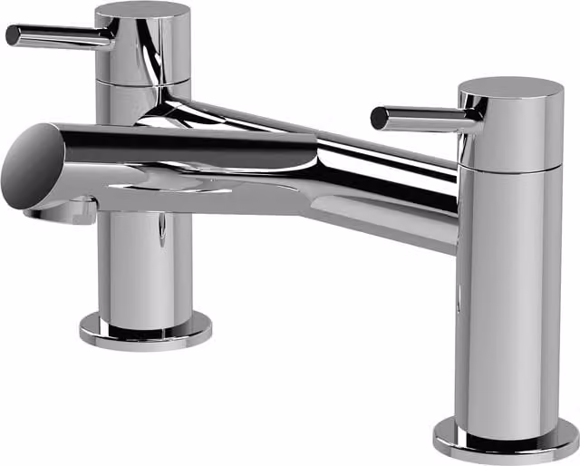 Balterley Chrome Two-Handle Deck Mounted Bath Filler Tap in Silver, W: 22.8 cm, D: 11.9 cm, H: 15.6 cm – 1