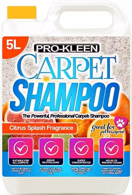 Pro-Kleen Professional Carpet Shampoo High Concentrate Cleaning Solution, Orange, 5 l
