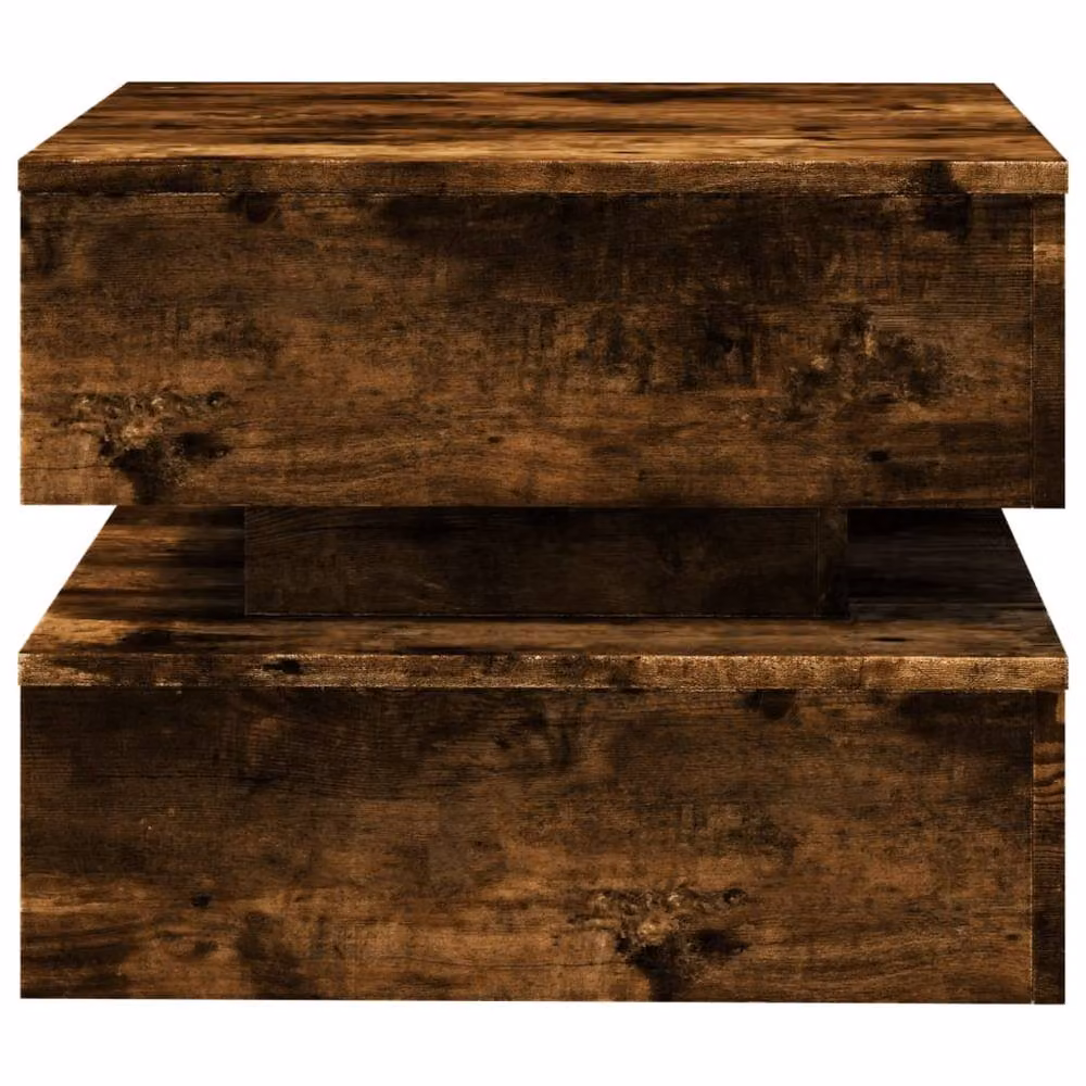 Berkfield Home Modern Square Coffee Table with LED Lights in Smoked Oak Brown, W/D/H: 50 x 50 x 40 cm – 6