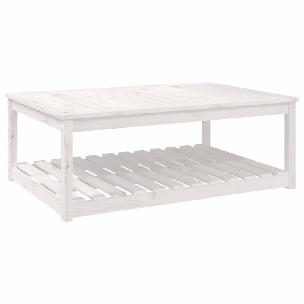 Berkfield Home White Solid Wood Pine Garden Table W/D/H: 121 x 82.5 x 45 cm – 2
