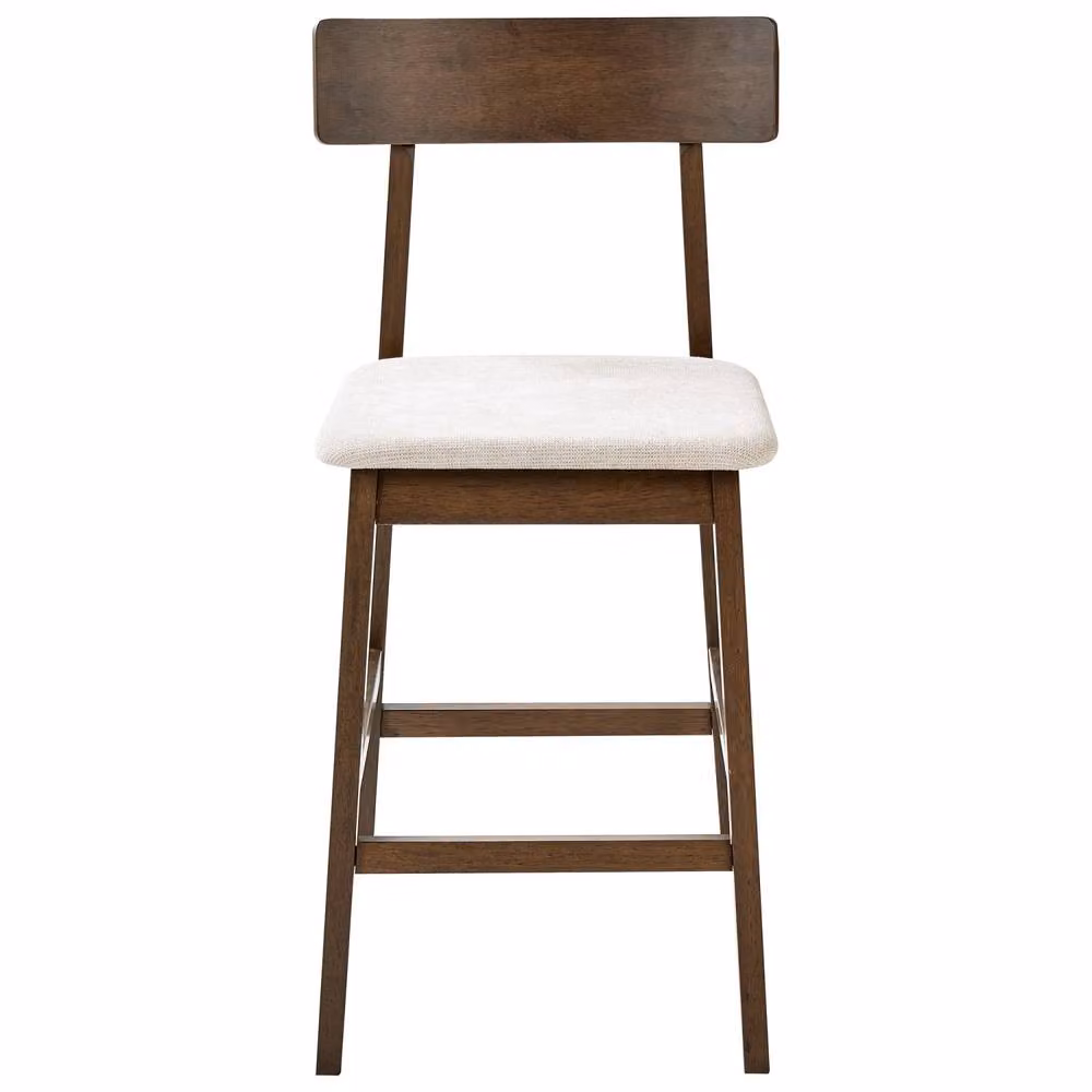 Wyld and Coco Set of 2 Bar Chairs in Dark Brown Taupe with Rubberwood Seats – 3