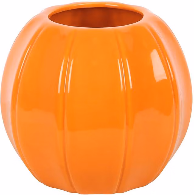 Gloriously Good Orange Ceramic Pumpkin Tabletop Vase