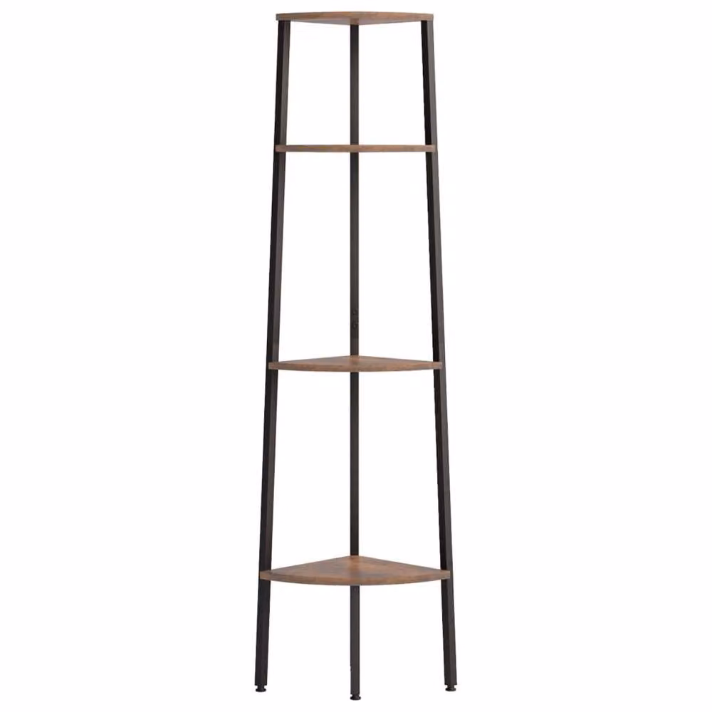 Berkfield Home 4-Tier Industrial Corner Shelf in Dark Brown and Black, W/D/H: 45.5 x 31.5 x 150 cm – 3