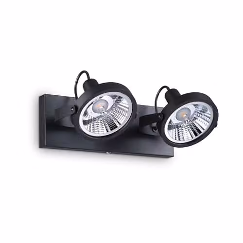 Netlighting Glim 2 Light Modern Black Metal and Glass Ceiling Light with Replaceable GU10 Bulbs – 1
