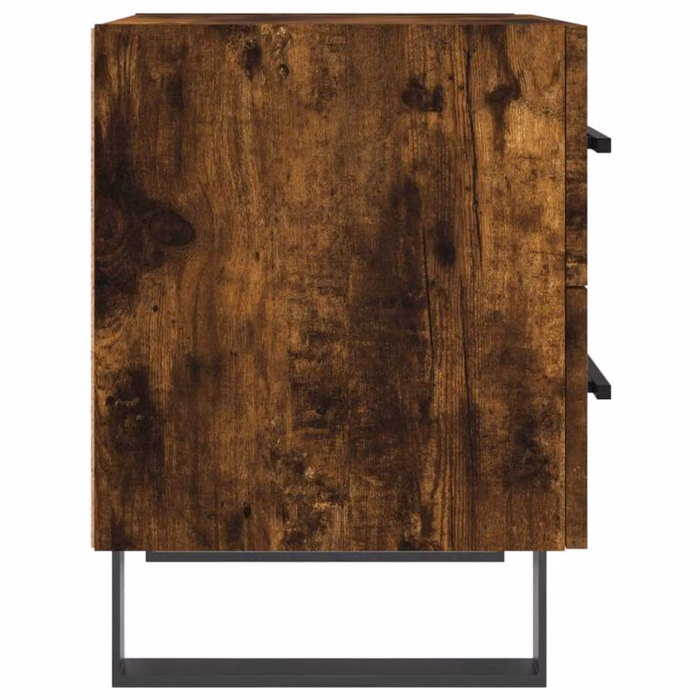 Berkfield Home Modern Bedside Cabinet in Smoked Oak Brown, W/D/H: 40 x 35 x 47.5 cm – 4