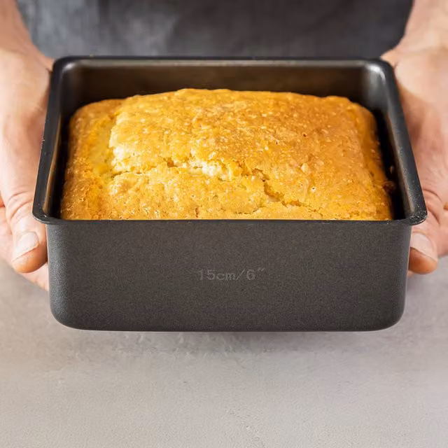 MasterClass Non-Stick Loose Base Square Tart Tin, Grey, 15 cm