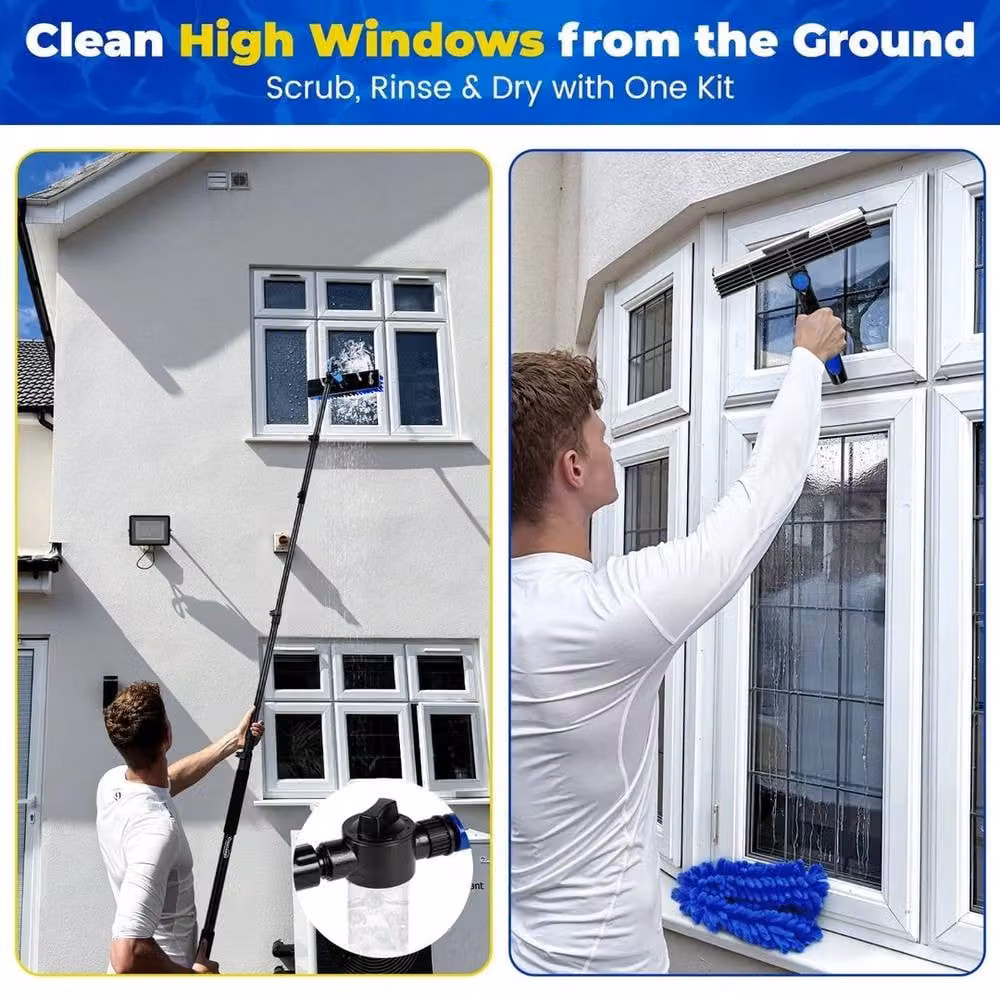 SPETLEK Extendable Telescopic Window Cleaner Squeegee with Microfibre Head, Blue – 4