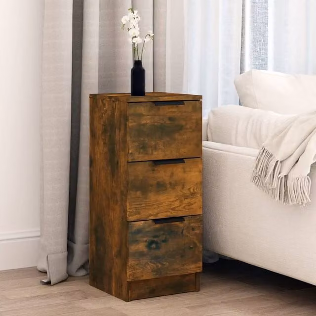 Berkfield Home Smoked Oak Sideboard in Brown, W/D/H: 30 x 30 x 70 cm – 1