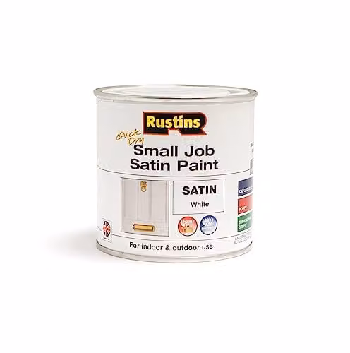 Rustins Quick Dry Water Based Satin Wood Paint, White, 250ml