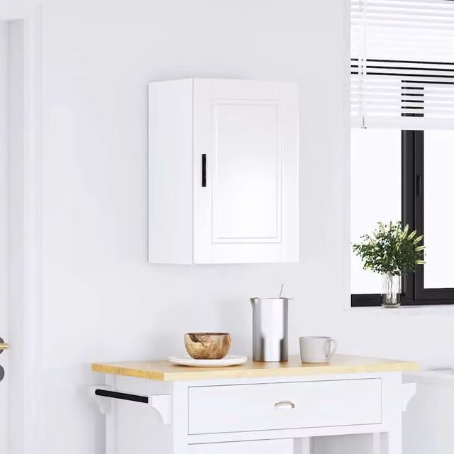 Berkfield Home Porto High Gloss White Engineered Wood Kitchen Wall Cabinet W/D/H: 60.0 x 25.0 x 31.0 cm
