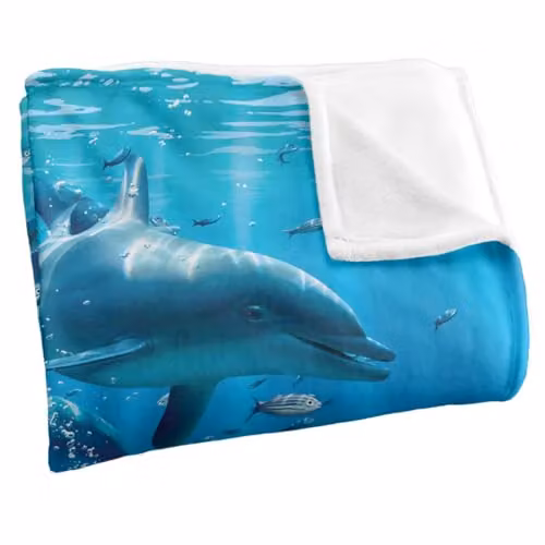 JQ Licensing Royce Mcclure Dolphin Twister Silky Touch Super Soft Fleece Throw Blanket, Multicolour, W/D/H: 91 x 147 cm – 2